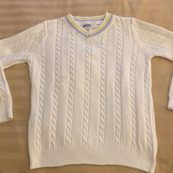 Jacadi Paris Girls V-Neck Cotton Sweater with Cable Design. Size 12A. - Picture 3 of 8